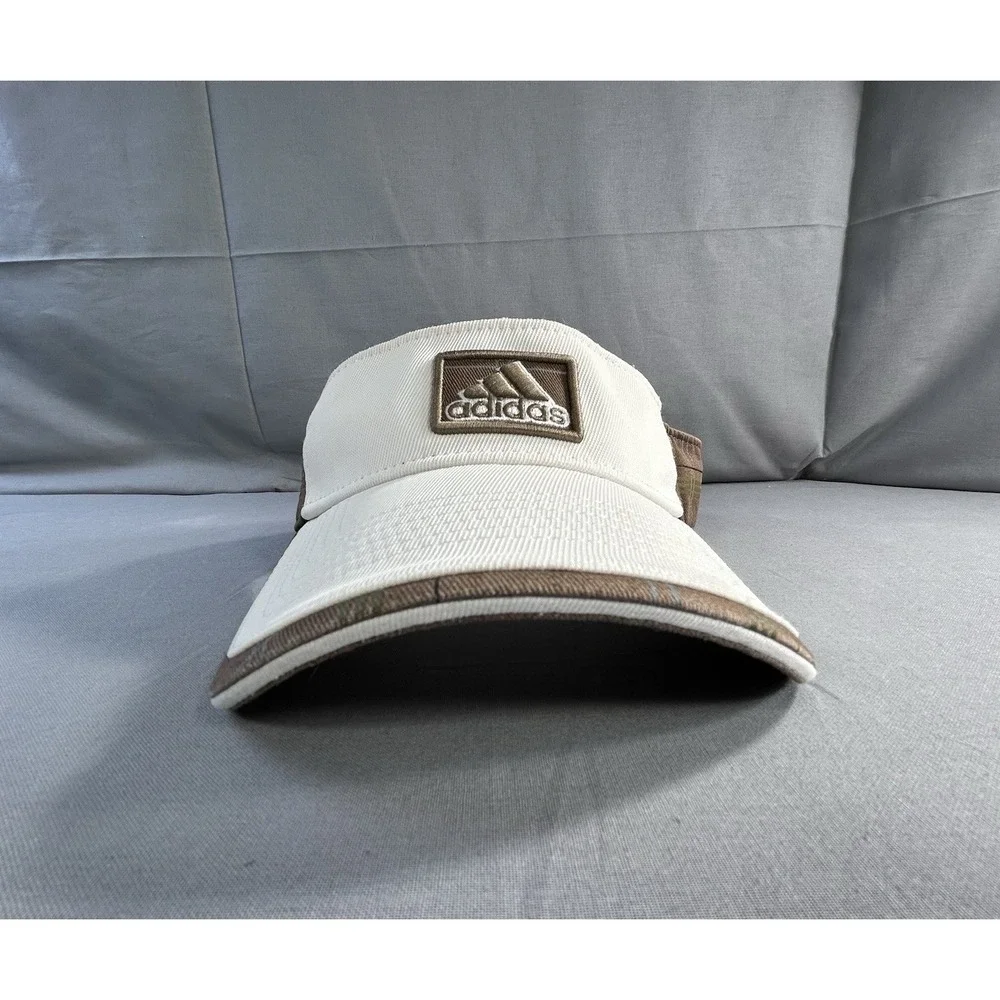 Adidas‎ Climalite Visor beige with brown plaid adjustable hook and loop